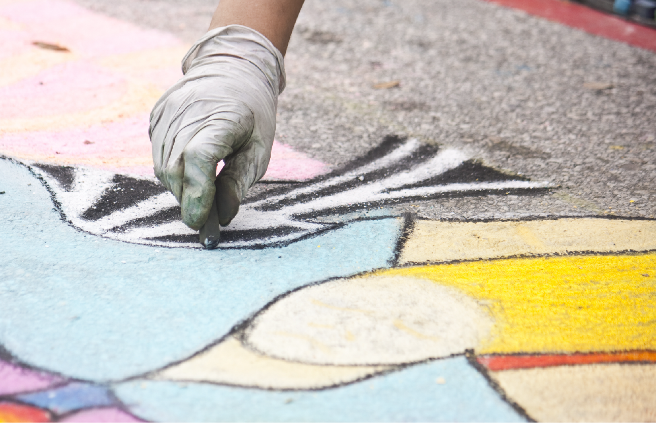 Grafitti con tiza en vivo